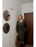 Plus Size dress tied at the waist khaki FK569 - Online store - Boutique